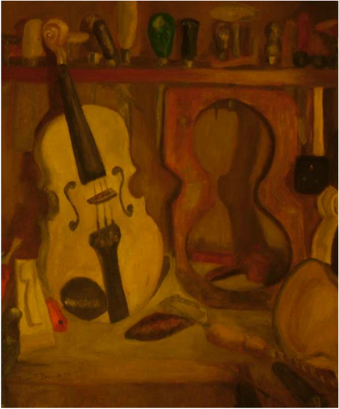 Jmcd art blog first oil painting the fiddle makers workshop